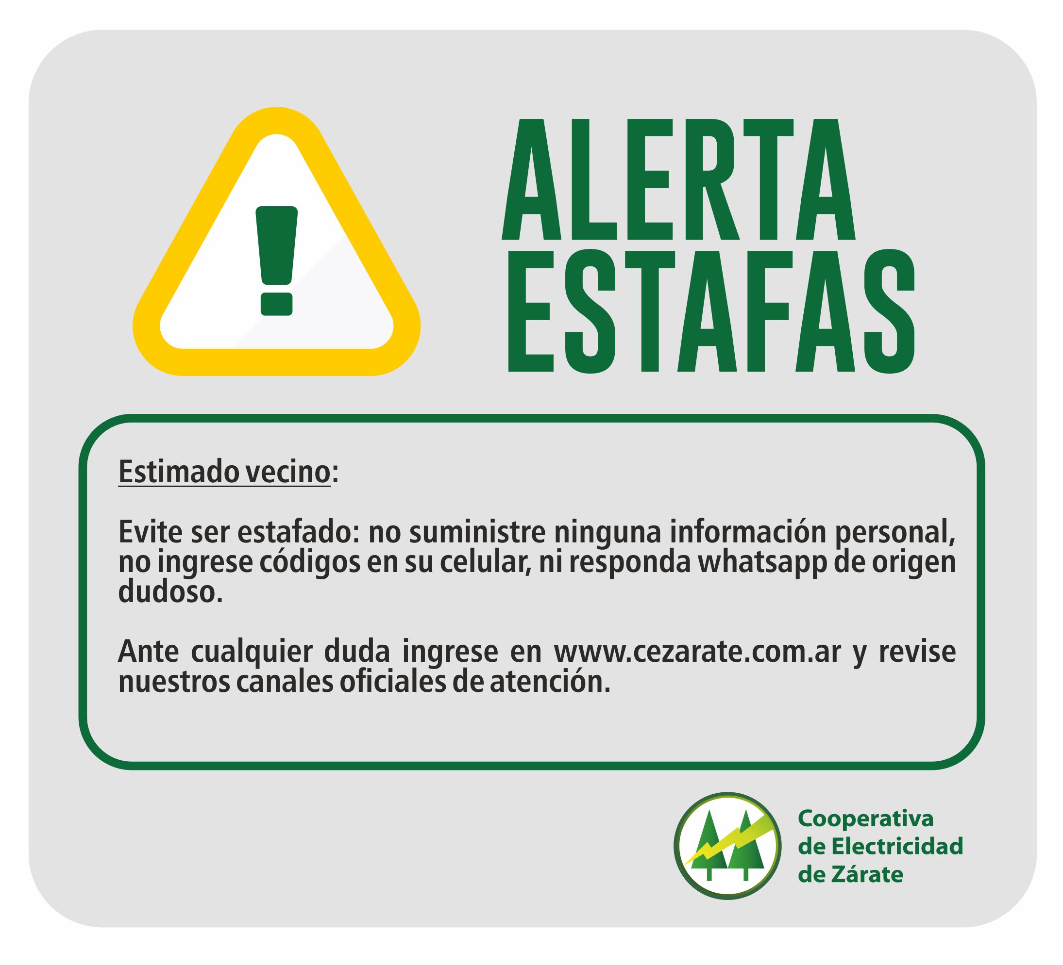 Alerta por Estafas – Cooperativa de Electricidad de Zárate